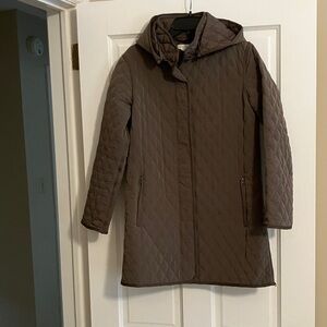Garnet Hill Taupe Everyday Quilted Hooded coat size 6 excellent used condition